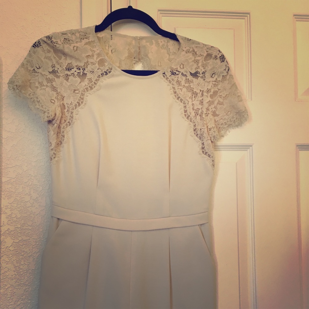 BCBG maxazria nude lace romper size 2